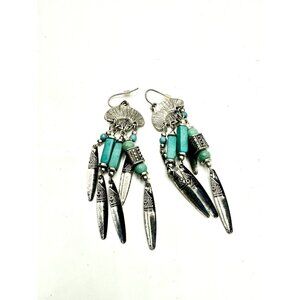 Native American Navajo Turquoise Earrings Sterling Silver